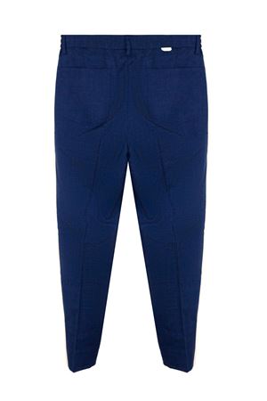Pantaloni misto lana vergine e lino blu YES LONDON | XP3359BLU